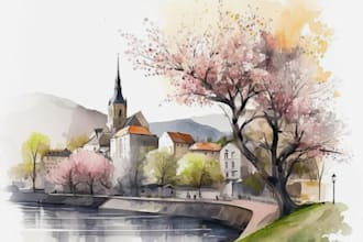 illustrate your wedding venue in watercolor realistically