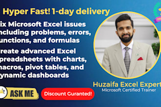 fix microsoft excel problems, errors, create advanced charts in 1 day