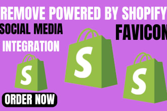 remove powered by shopify from store footer integrate social media icons favicon
