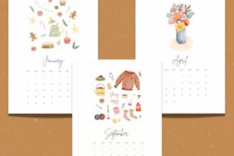 design any stationery, workbook, calendar, greeting card, notebook paper etc