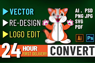 logo redesign update remake vectorize edit modify fix or any icon creatively