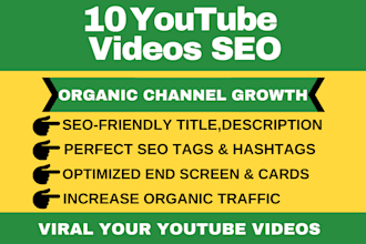 optimize 10 youtube videos using video SEO expertise