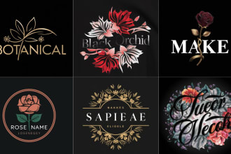 create floral rose botanical flowers logo
