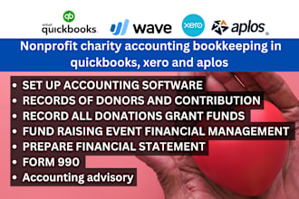 do nonprofit charity accounting bookkeeping in quickbooks, xero and aplos