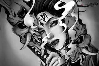 do professional custom tattoo design with my blackwork style