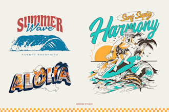 design illustration tropical summer beach ocean for tshirt