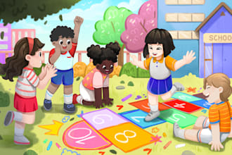 draw children story book illustration watercolor and cover