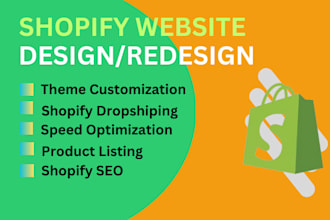 design or redesign shopify store, shopify dropshipping shopify website