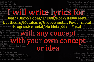 write lyrics for dark death,black metal rock gothic doom