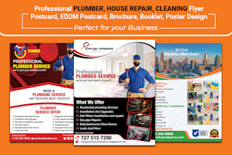 design plumbing service, construction, and cleaning flyer, postcard, brochure