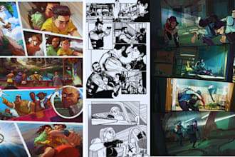 do comic book illustration, comic page, comic panel, graphics novel