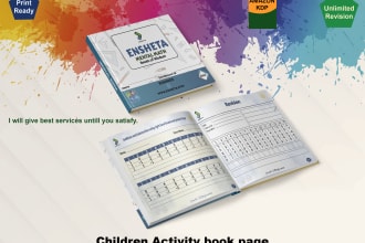 children activity book, coloring book for kids, adult book cover  for kdp
