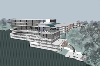 render architectural plan, section, elevation in photoshop