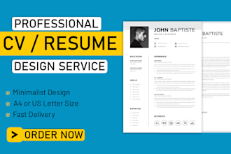 design professional resume, cv or portfolio in 24 hours