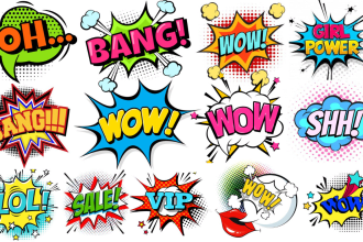 design comic text, comic logo, words, pop art, and slogan