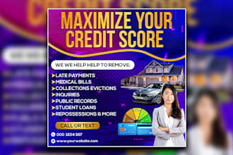 design unique credit repair flyer, tax flyer , instagram and real estate flyer