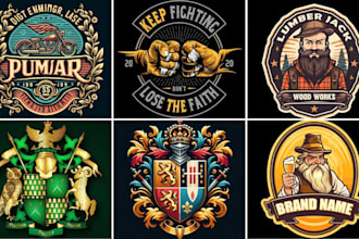 design unique emblem, badge, heraldic shield, coat of arms logo