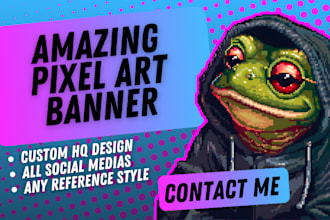 create amazing pixel art style banners for youtube, twitch, discord