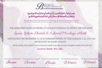 design attractive marriage certificate or nikah contract