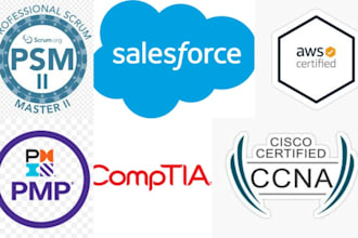 help you to pass comptia, pmp, sec, network, scrum and AWS certifications