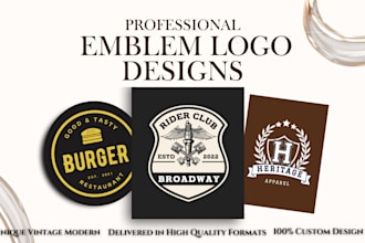 design professional emblem logo for your brand kit