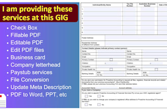 create fillable PDF form, editable PDF form or interactive form in 2 hrs