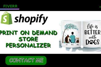 build teeinblue or customily product personalizer for shopify print on demand