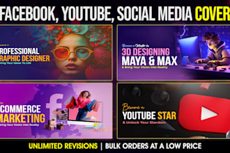 design perfect facebook cover, youtube banner, twitter linkand, all social media