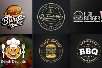 create burger pizza bbq food restaurant logo design