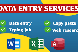 do lead generation, copy paste, data entry, web research, PDF to convert