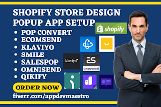 setup shopify popup pop convert ecomsend klaviyo smile salespop omnisend qikify