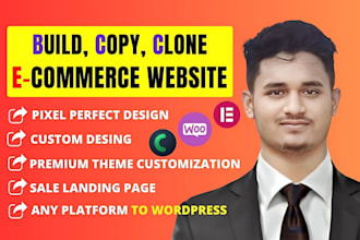 build copy clone ecommerce website online store landing page with elementor pro