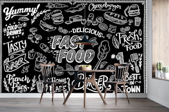 draw vinyl wall art design, doodle, mural and infographics
