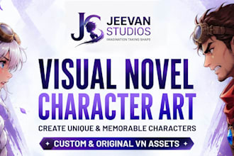 create anime character sprites and expression sheets for visual novels