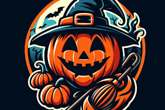 design creative halloween pumpkin mascot logo