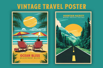 design retro vintage travel poster