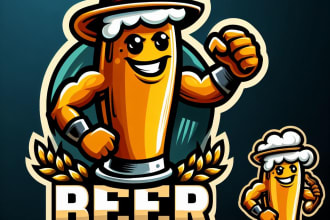 design creative beer  mascot logo