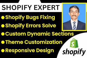 fix shopify bugs, errors, custom coding, theme customization