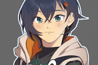 draw anime headshot to fullbody for profile picture, icon, and avatar