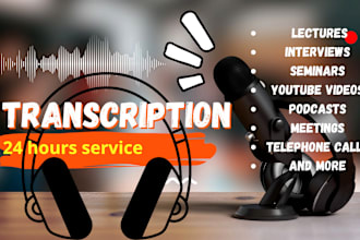 do audio and video english transcription asap