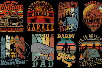 create retro vintage and vintage graphic t shirt design for you