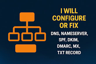 configure or fix dns, nameserver, spf, dkim, dmarc, mx, txt record