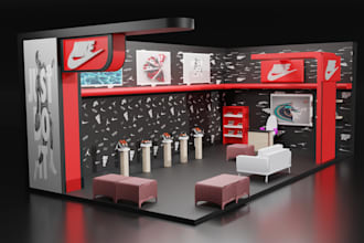 design exhibition stand, trade show design, kiosk with print file and model