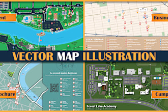 draw professional vector map illustration of any location or google maps