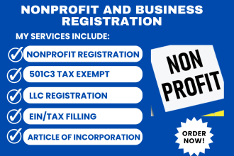 register, reinstate or revoke your 501c3 non profit, dissolve or register US llc