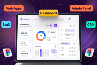 do creative dashboard, saas, CRM, web app, admin panel, UI UX in figma