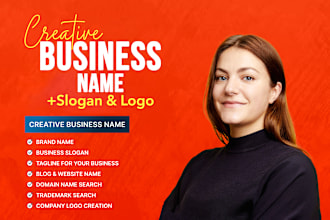 design catchy creative brand name, business name, slogan and logo