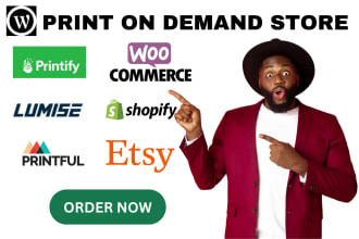 build print on demand wordpress, shopify, printify, printful, woocommerce store