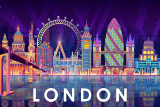 create neon color city skyline, skyscraper building home vector art illustration
