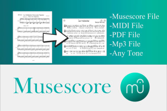 transcribe any score to professional piano score, midi file